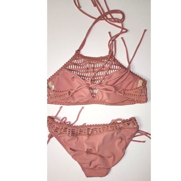 Robin Piccone Sophia Crochet Bikini Set Copper Rose - Picture 2 of 8
